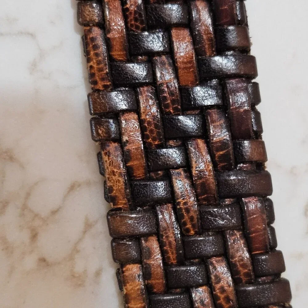 Brighton Men's‎ Brown & Black Leather Braided Belt size 38 P4100